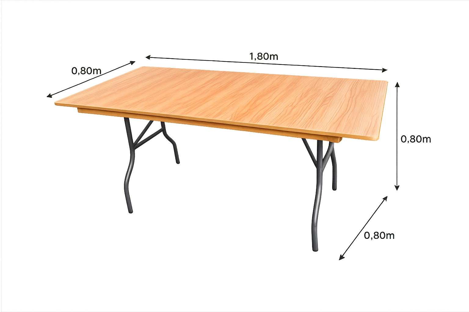 Mesa Retangular 1,80 x 0,80 para Locação