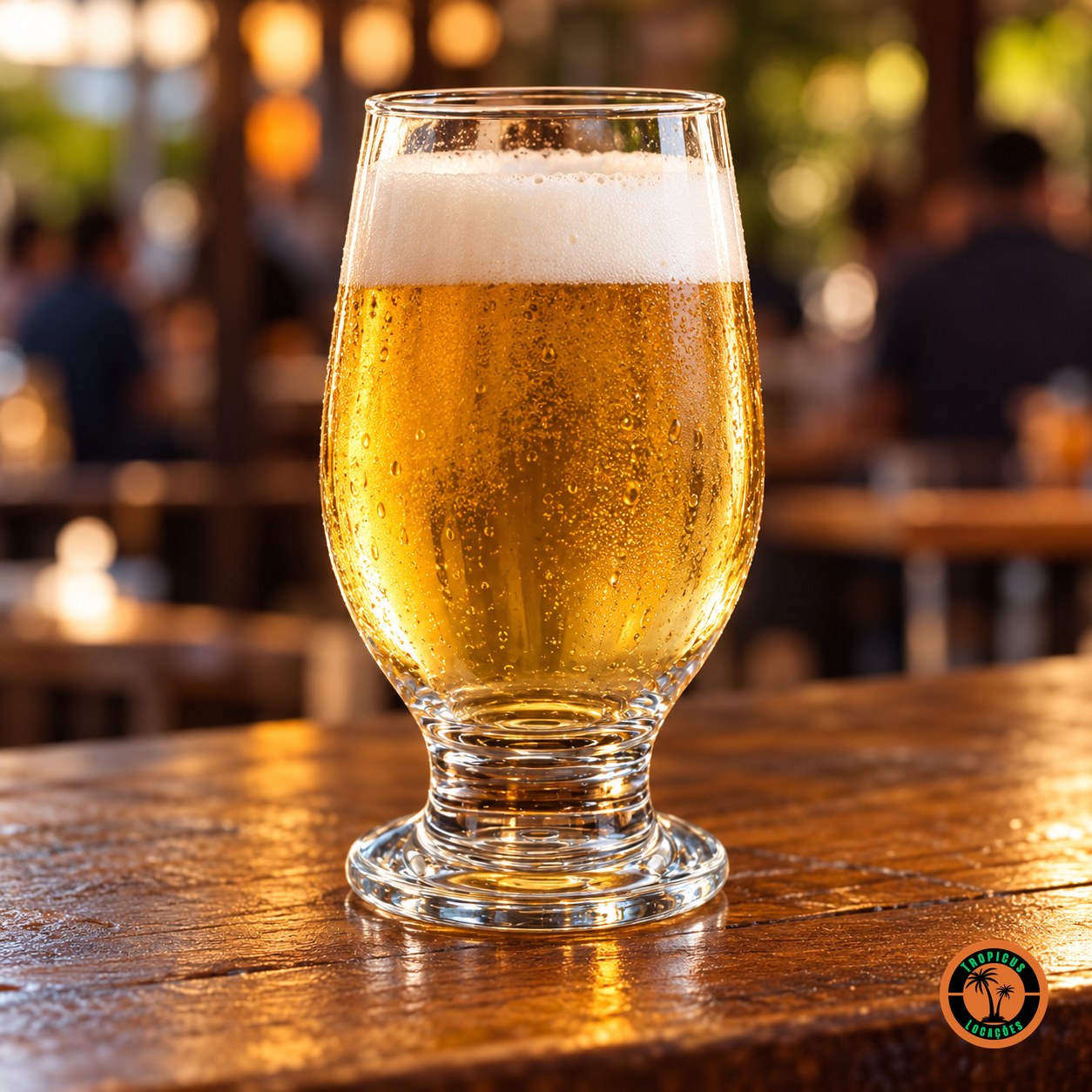 Taça Água Bojuda com chopp, colarinho e o formato bojudo em evidência