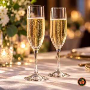 Duas taças Champagne Premiére com as bolhas do espumante em evidência