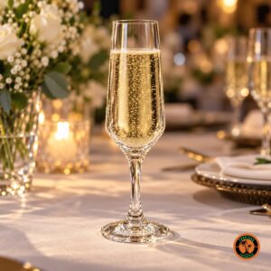 Taça Champanhe Bistrô com as bolhas do espumante em evidência