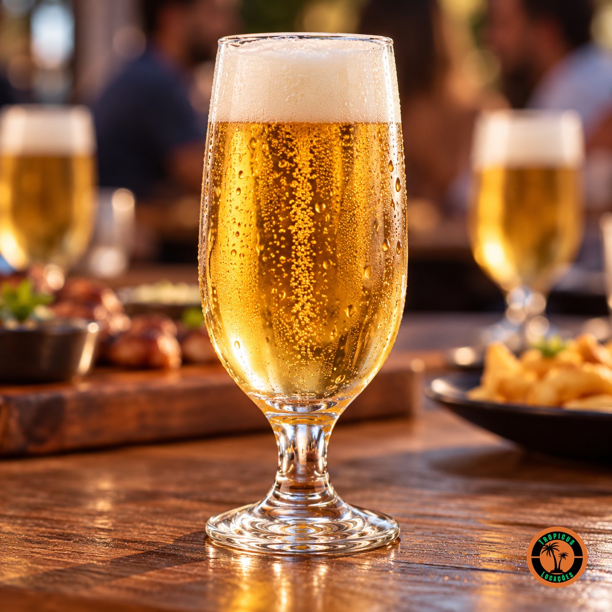 Taça Hannover com chopp, colarinho e gotas de condensação no vidro
