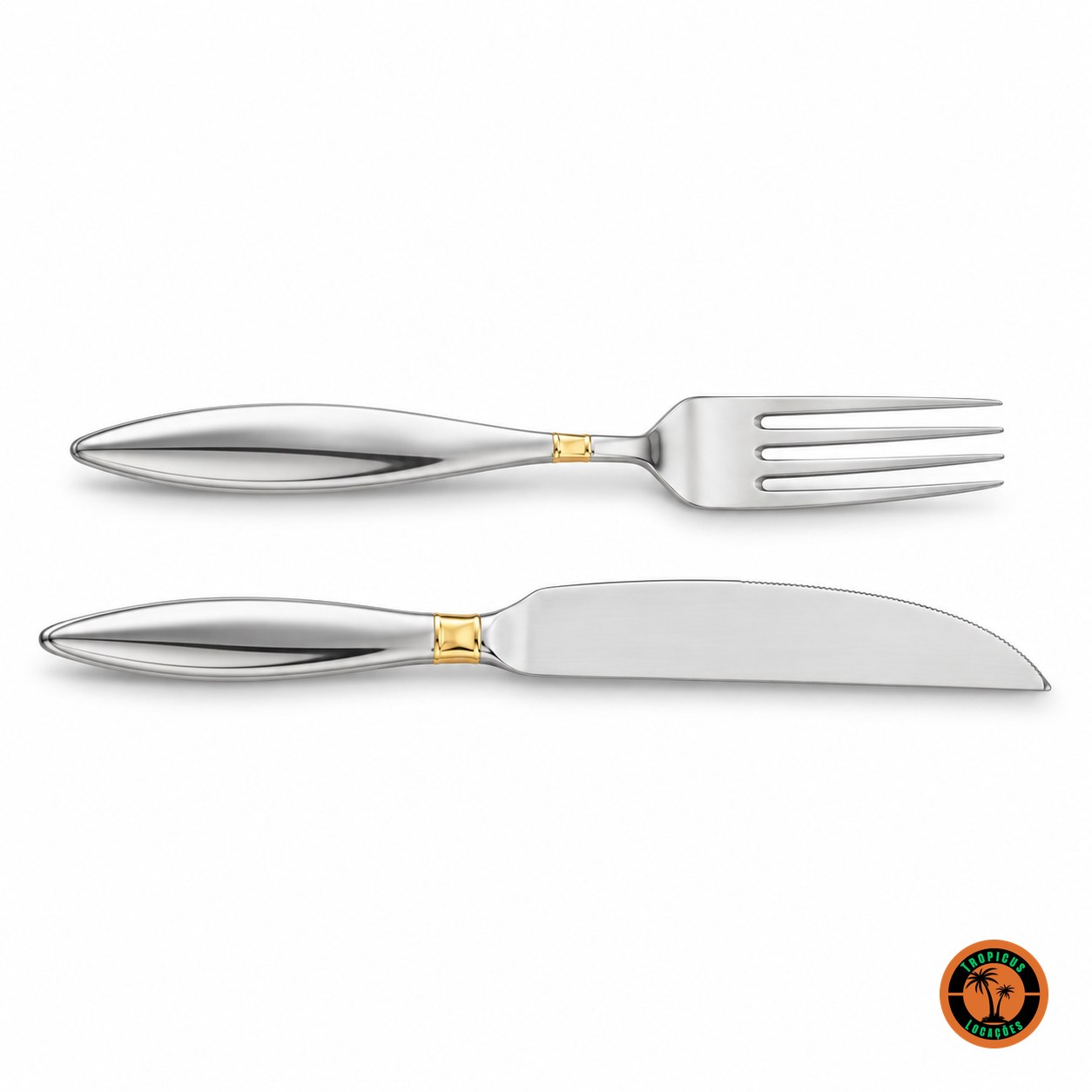 Talher Inox com Detalhe Dourado