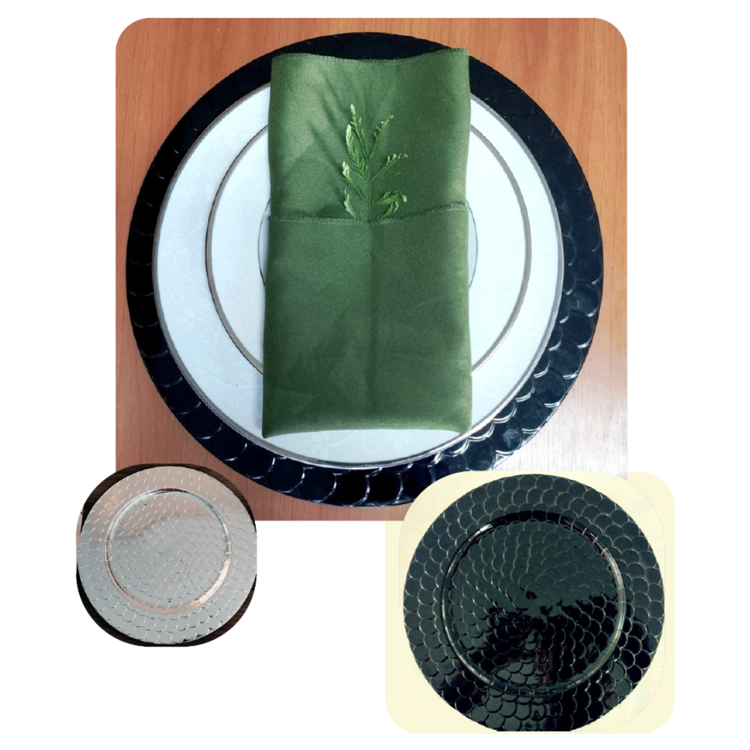 Sousplat Escamado Preto ou Prata