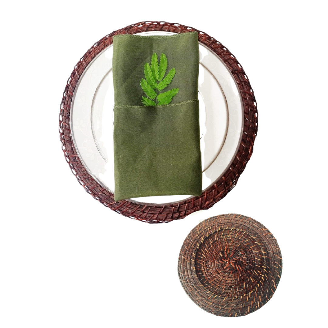 Sousplat Rattan Escuro Fechado
