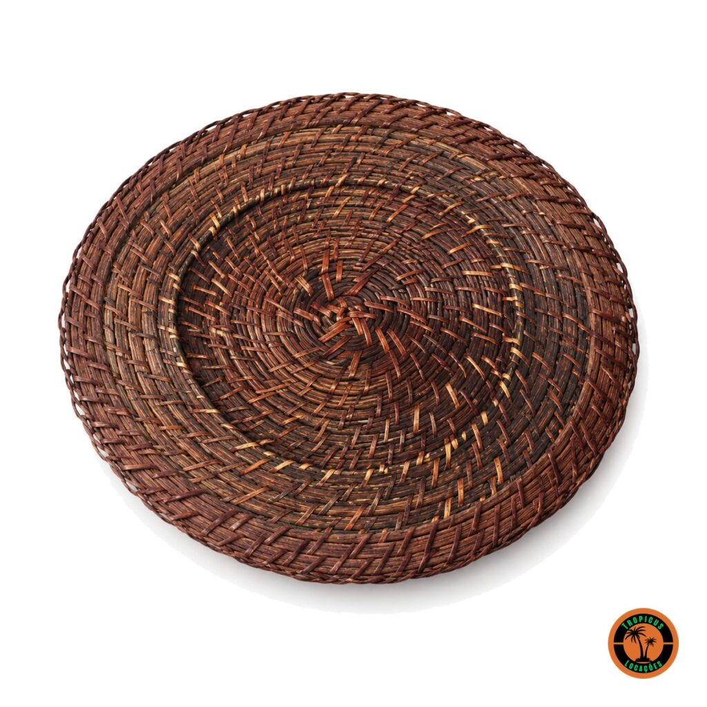 Sousplat Rattan Escuro Fechado, fundo branco