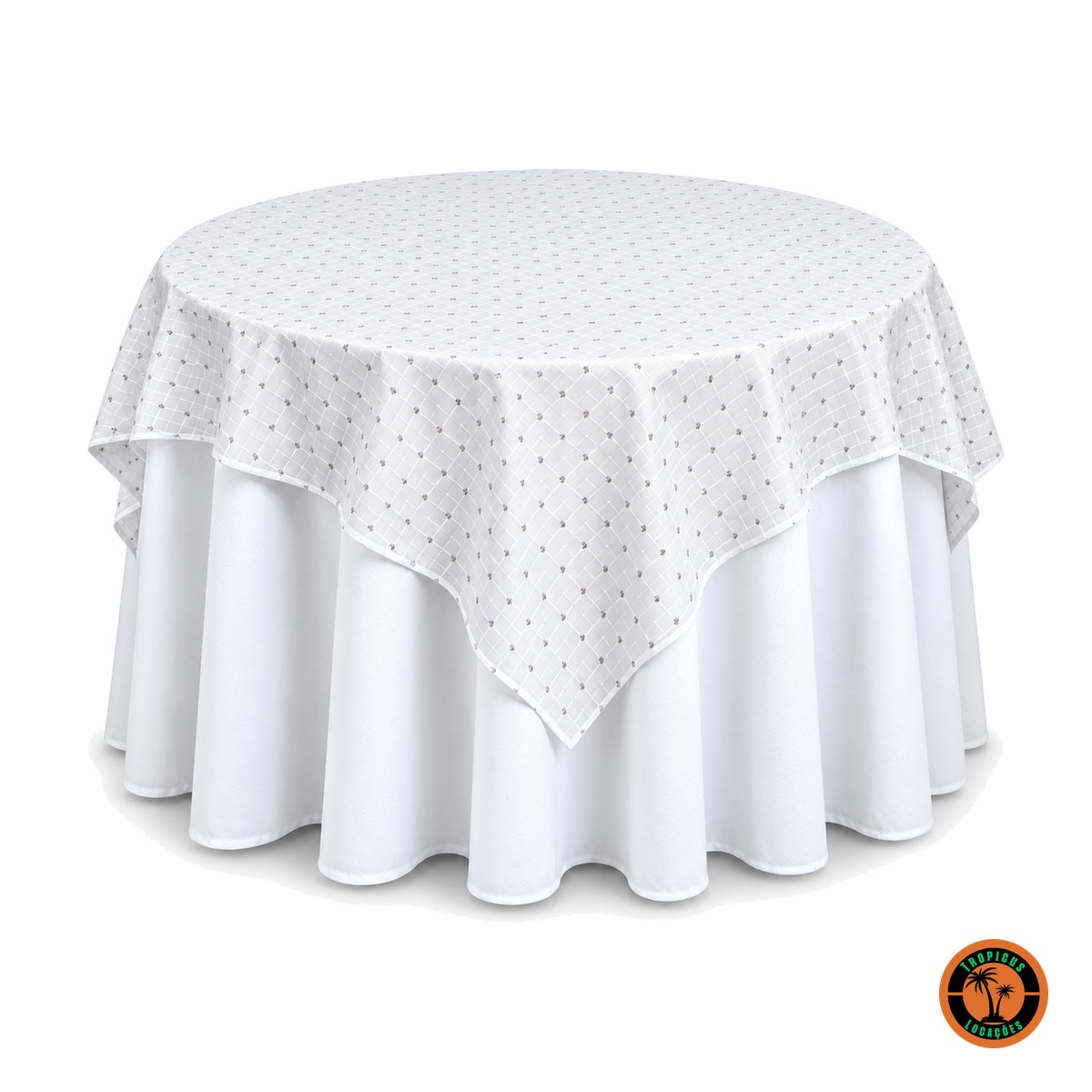Cobre-mancha Branco com Florzinhas Lilás (1,50 x 1,50 m)